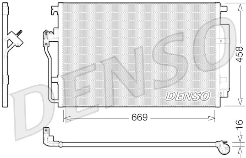 DENSO DCN17056 Kondensator A/C MERCEDES-BENZ SPRINTER 3,5-t Box (906) 316 CDI (906.631, 906.633, 906.635, 906.637) (2009 - )