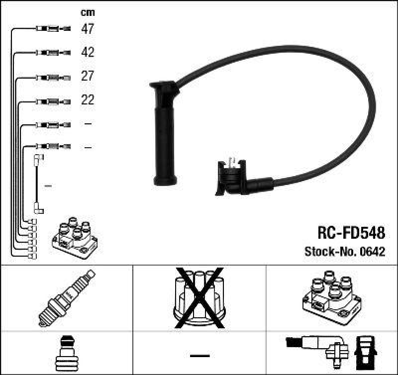 NGK 0642 Zündleitungssatz RC-FD548 |Zündkabel