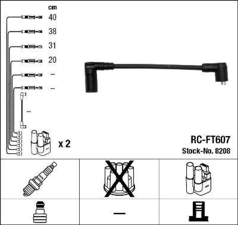 NGK 8208 Zündleitungssatz RC-FT607 |Zündkabel