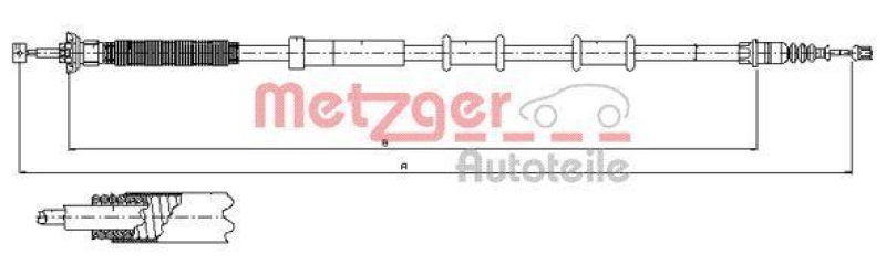 METZGER 12.0720 Seilzug, Feststellbremse für FIAT hinten rechts