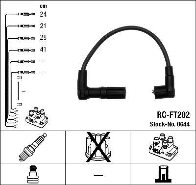 NGK 0644 Zündleitungssatz RC-FT202 |Zündkabel