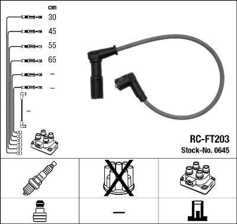 NGK 0645 Zündleitungssatz RC-FT203 |Zündkabel