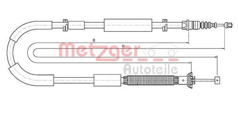 METZGER 12.0722 Seilzug, Feststellbremse für FIAT hinten rechts