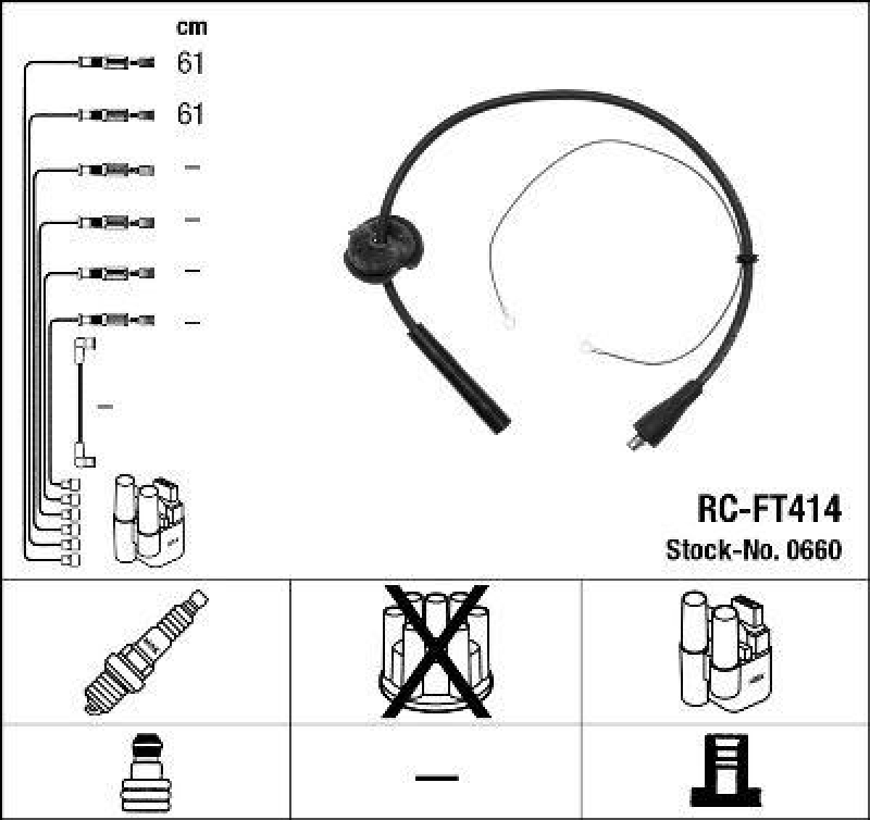 NGK 0660 Zündleitungssatz RC-FT414 |Zündkabel