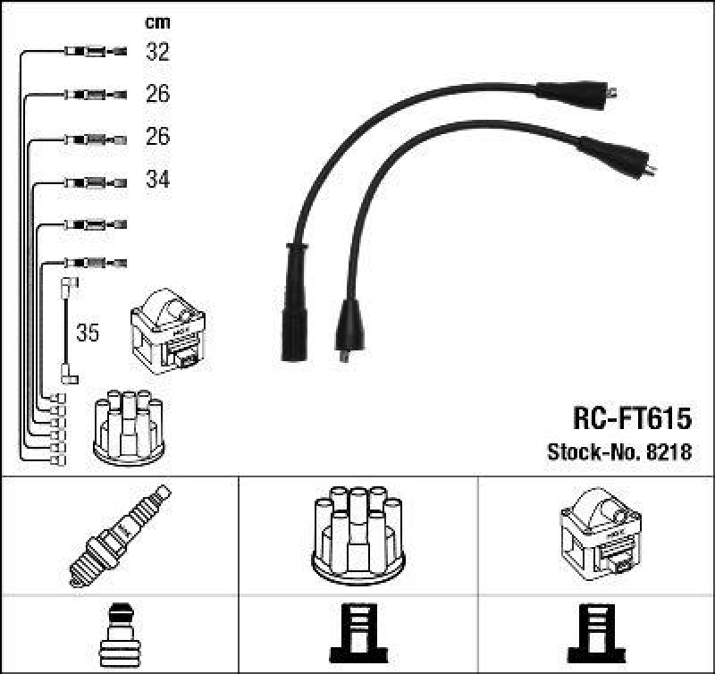 NGK 8218 Zündleitungssatz RC-FT615 |Zündkabel