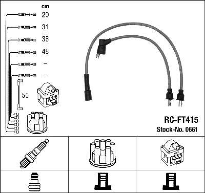 NGK 0661 Zündleitungssatz RC-FT415 |Zündkabel