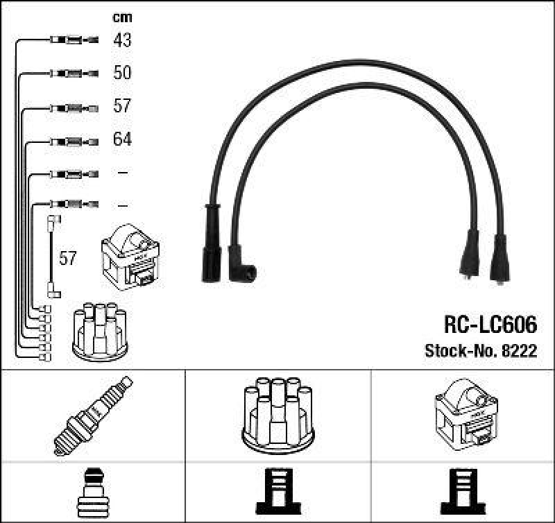 NGK 8222 Zündleitungssatz RC-LC606 |Zündkabel