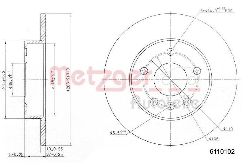 METZGER 6110102 Bremsscheibe Lack/Ks/Ms für OPEL HA