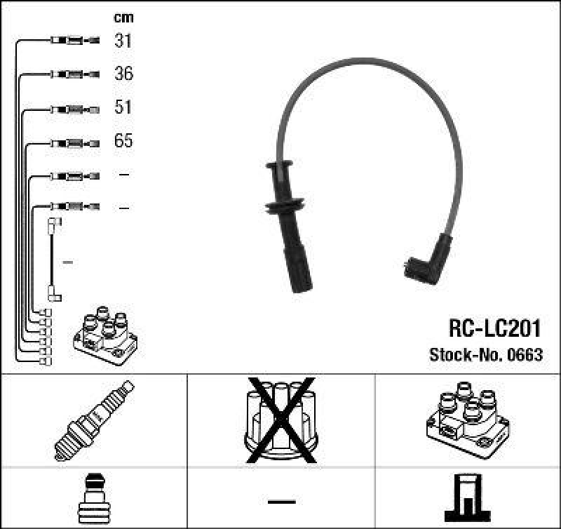 NGK 0663 Zündleitungssatz RC-LC201 |Zündkabel