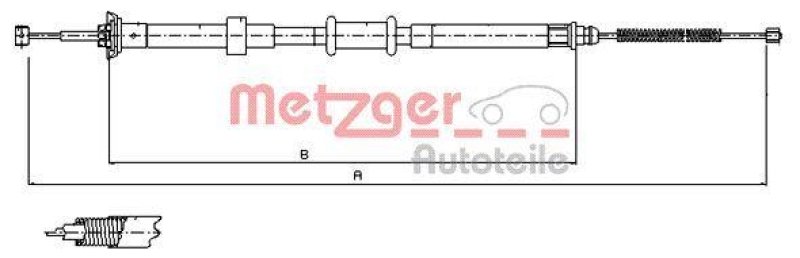 METZGER 12.0725 Seilzug, Feststellbremse für FIAT hinten links