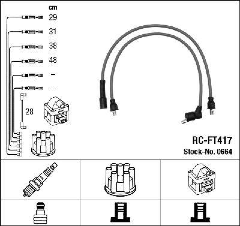 NGK 0664 Zündleitungssatz RC-FT417 |Zündkabel