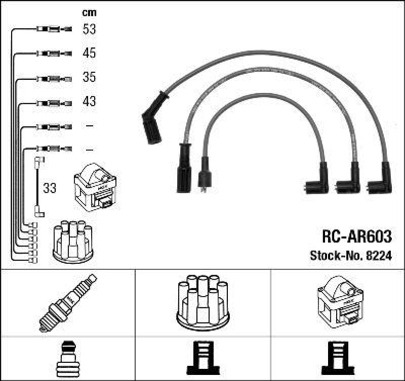 NGK 8224 Zündleitungssatz RC-AR603 |Zündkabel