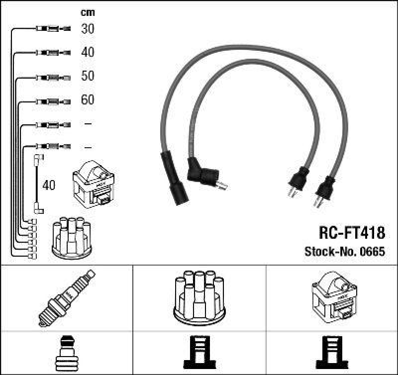 NGK 0665 Zündleitungssatz RC-FT418 |Zündkabel