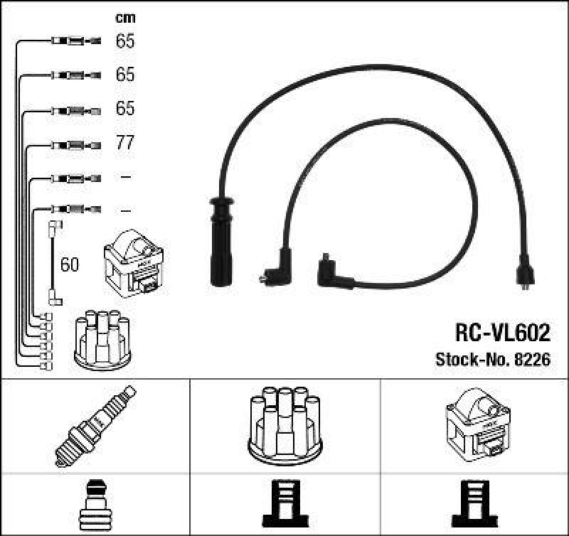 NGK 8226 Zündleitungssatz RC-VL602 |Zündkabel