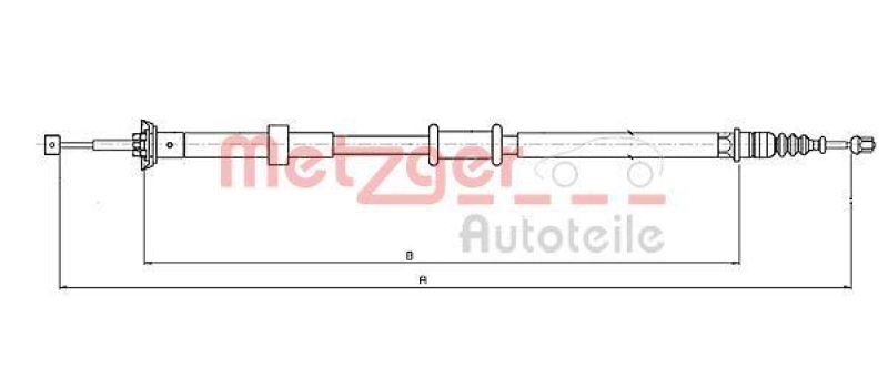 METZGER 12.0727 Seilzug, Feststellbremse für FIAT hinten links