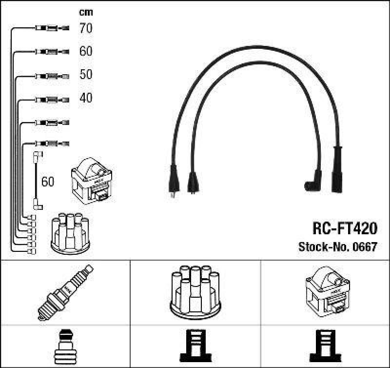 NGK 0667 Zündleitungssatz RC-FT420 |Zündkabel