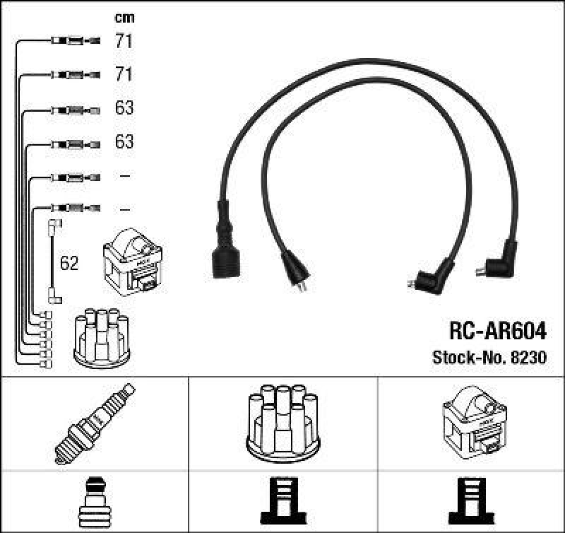 NGK 8230 Zündleitungssatz RC-AR604 |Zündkabel