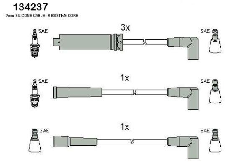 HITACHI 134237 Zündkabelsatz für DAEWOO u.a.