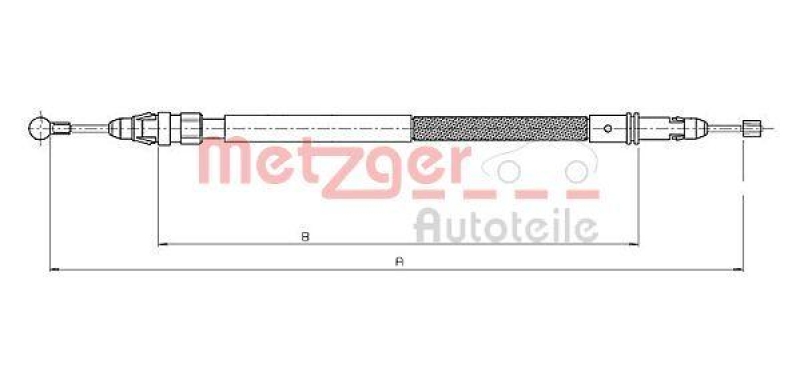 METZGER 12.0744 Seilzug, Feststellbremse für CITROEN/LANCIA/PEUGEOT hinten links/rechts