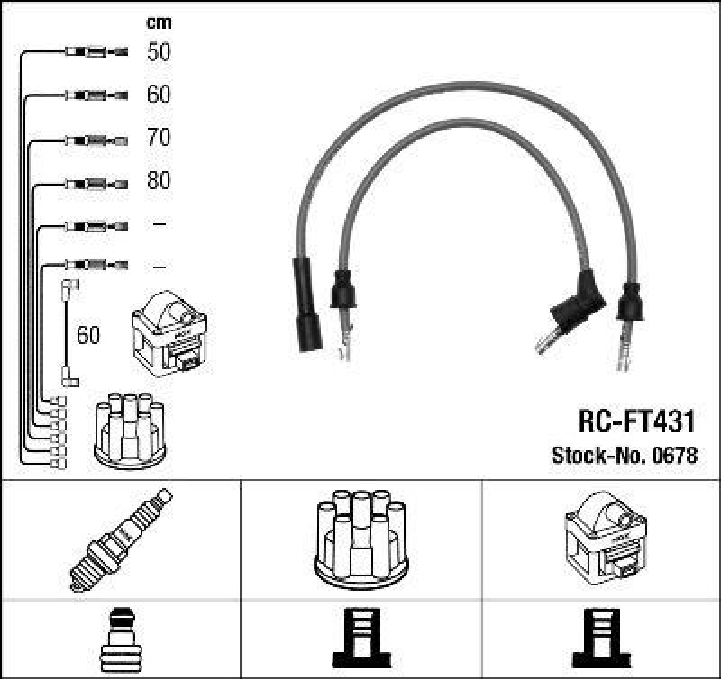 NGK 0678 Zündleitungssatz RC-FT431 |Zündkabel