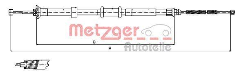 METZGER 12.0764 Seilzug, Feststellbremse für FORD hinten rechts