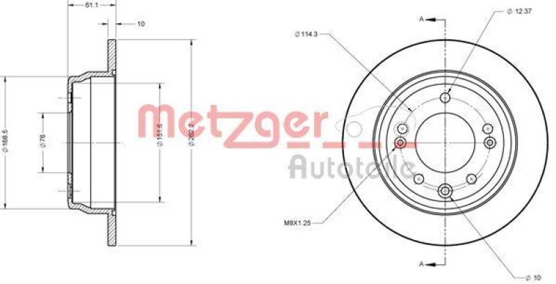 METZGER 6110107 Bremsscheibe Lack/Ks für HYUNDAI HA