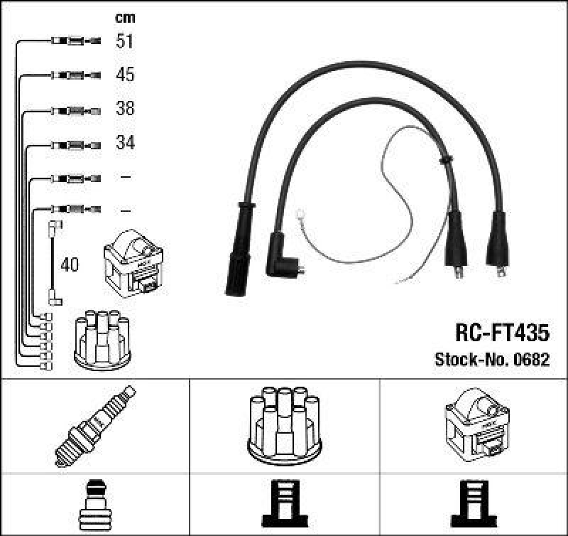 NGK 0682 Zündleitungssatz RC-FT435 |Zündkabel