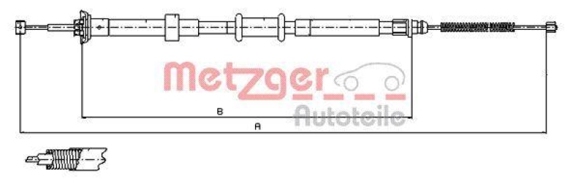 METZGER 12.0765 Seilzug, Feststellbremse für FORD hinten links