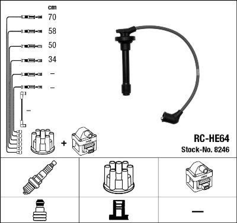 NGK 8246 Zündleitungssatz RC-HE64 |Zündkabel