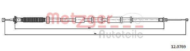 METZGER 12.0769 Seilzug, Feststellbremse für FIAT hinten links/rechts