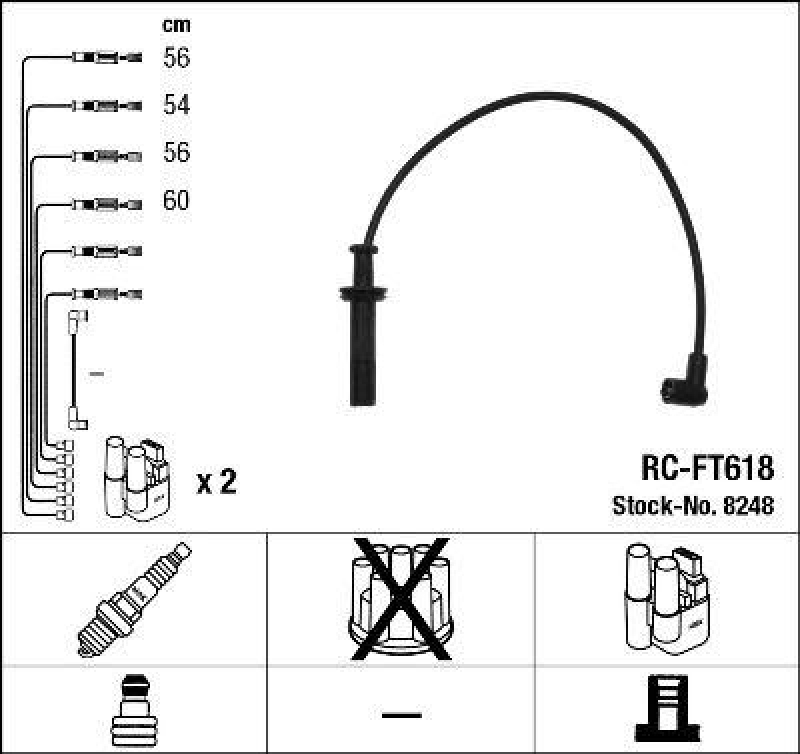 NGK 8248 Zündleitungssatz RC-FT618 |Zündkabel