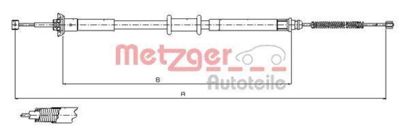 METZGER 12.1500 Seilzug, Feststellbremse für LANCIA hinten links/rechts