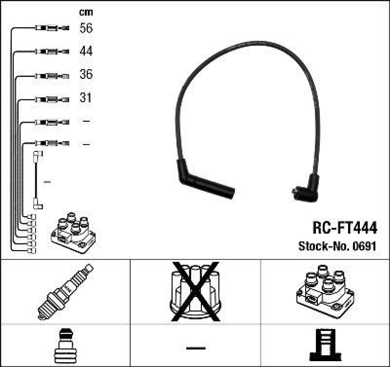 NGK 0691 Zündleitungssatz RC-FT444 |Zündkabel