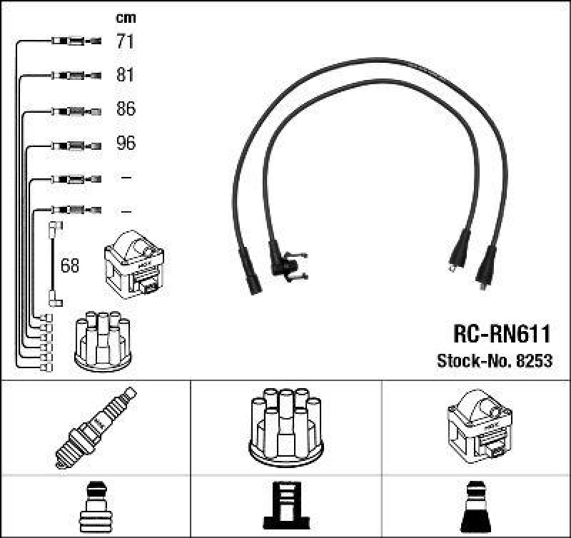 NGK 8253 Zündleitungssatz RC-RN611 |Zündkabel