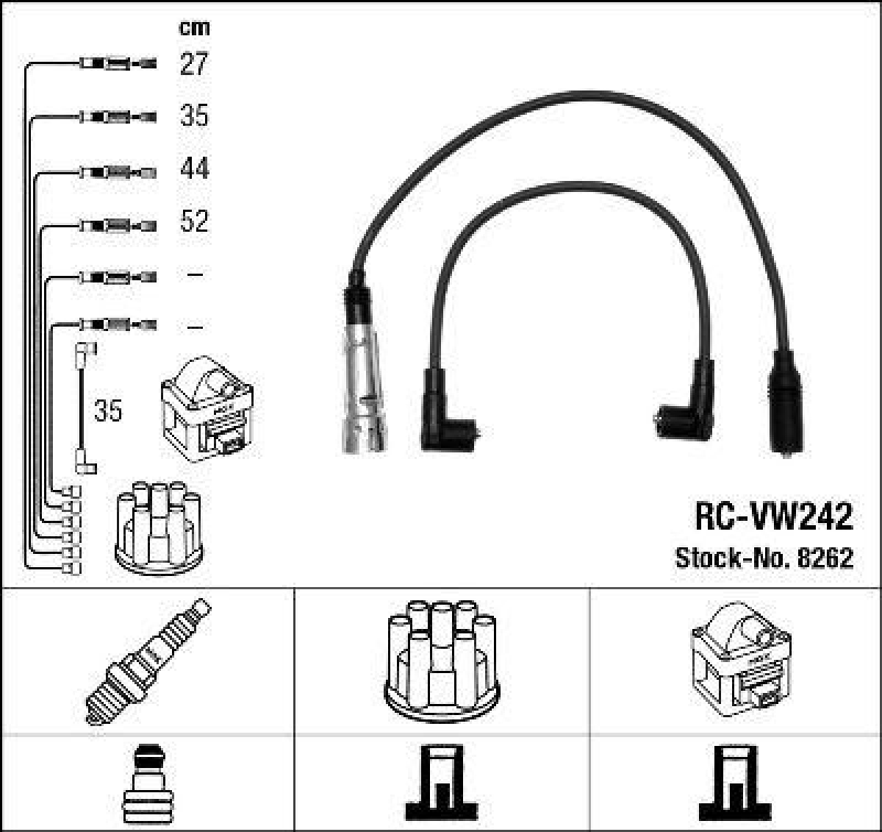 NGK 8262 Zündleitungssatz RC-VW242 |Zündkabel