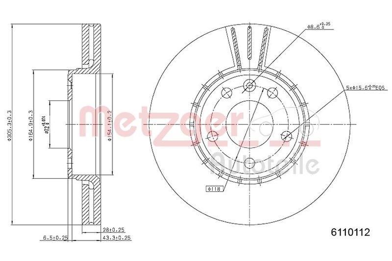 METZGER 6110112 Bremsscheibe Lack/Ks/Ms für OPEL/RENAULT VA