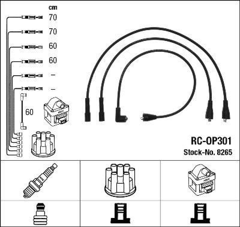 NGK 8265 Zündleitungssatz RC-OP301 |Zündkabel