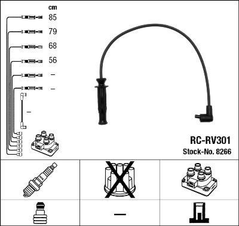 NGK 8266 Zündleitungssatz RC-RV301 |Zündkabel