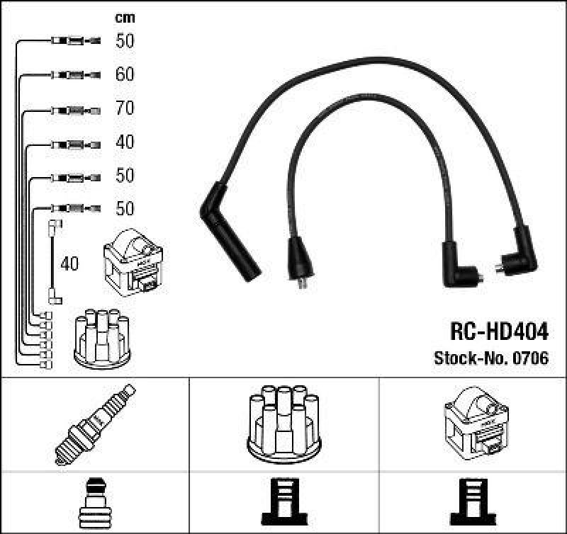 NGK 0706 Zündleitungssatz RC-HD404 |Zündkabel