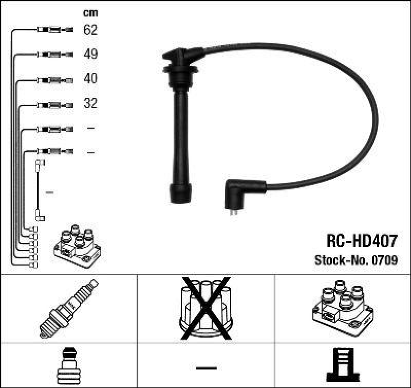 NGK 0709 Zündleitungssatz RC-HD407 |Zündkabel