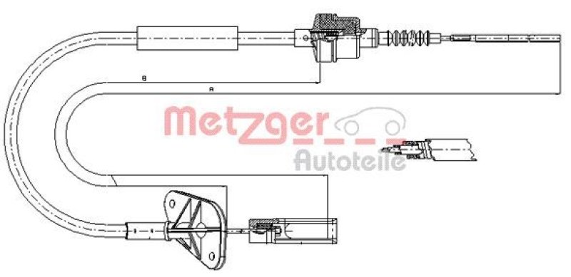 METZGER 12.7201 Seilzug, Kupplungsbetätigung für FIAT