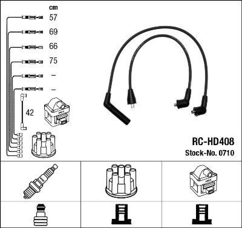 NGK 0710 Zündleitungssatz RC-HD408 |Zündkabel