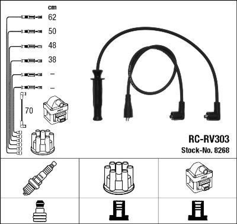 NGK 8268 Zündleitungssatz RC-RV303 |Zündkabel