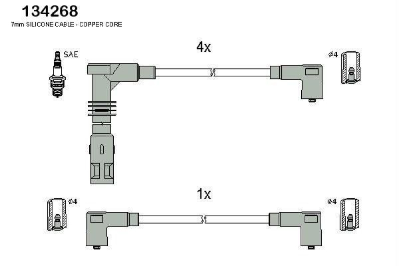 HITACHI 134268 Zündkabelsatz für CHRYLSLER u.a.