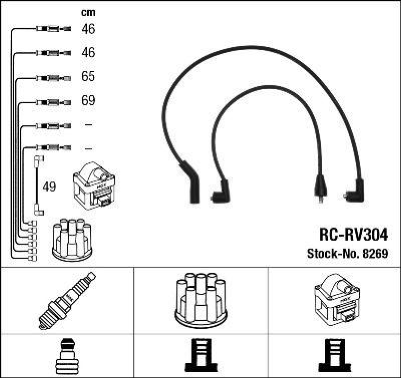 NGK 8269 Zündleitungssatz RC-RV304 |Zündkabel