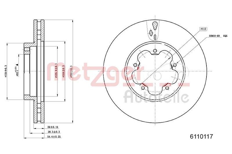 METZGER 6110117 Bremsscheibe Lack/Ks für FORD VA