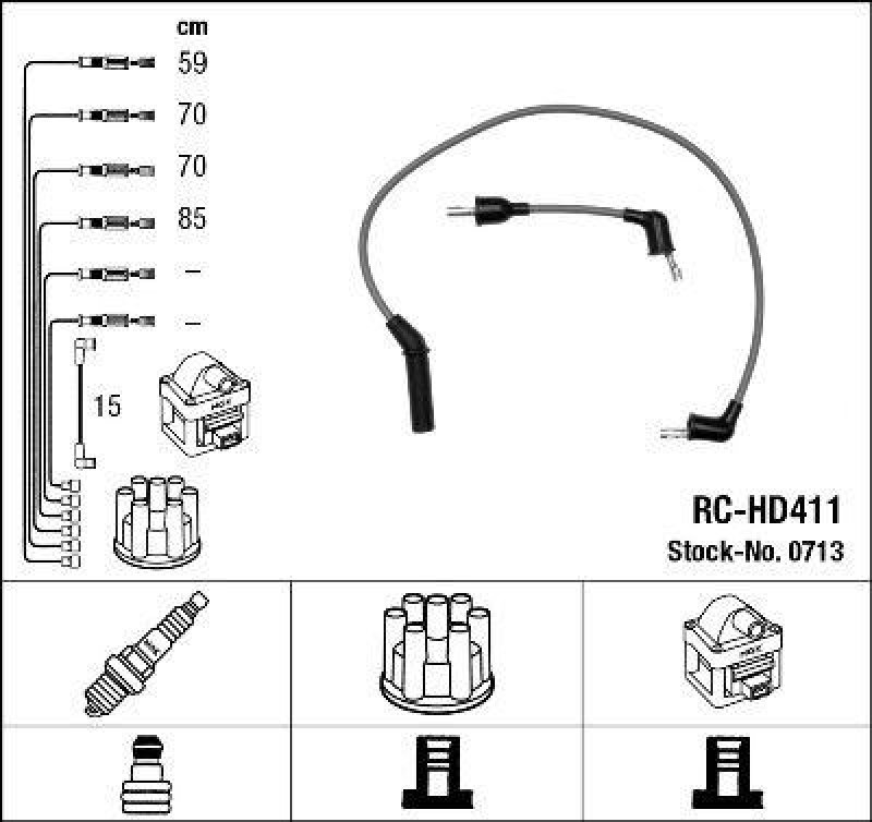 NGK 0713 Zündleitungssatz RC-HD411 |Zündkabel