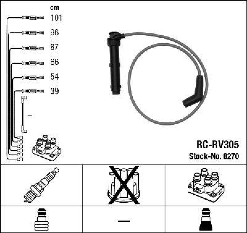 NGK 8270 Zündleitungssatz RC-RV305 |Zündkabel