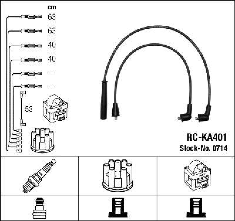 NGK 0714 Zündleitungssatz RC-KA401 |Zündkabel