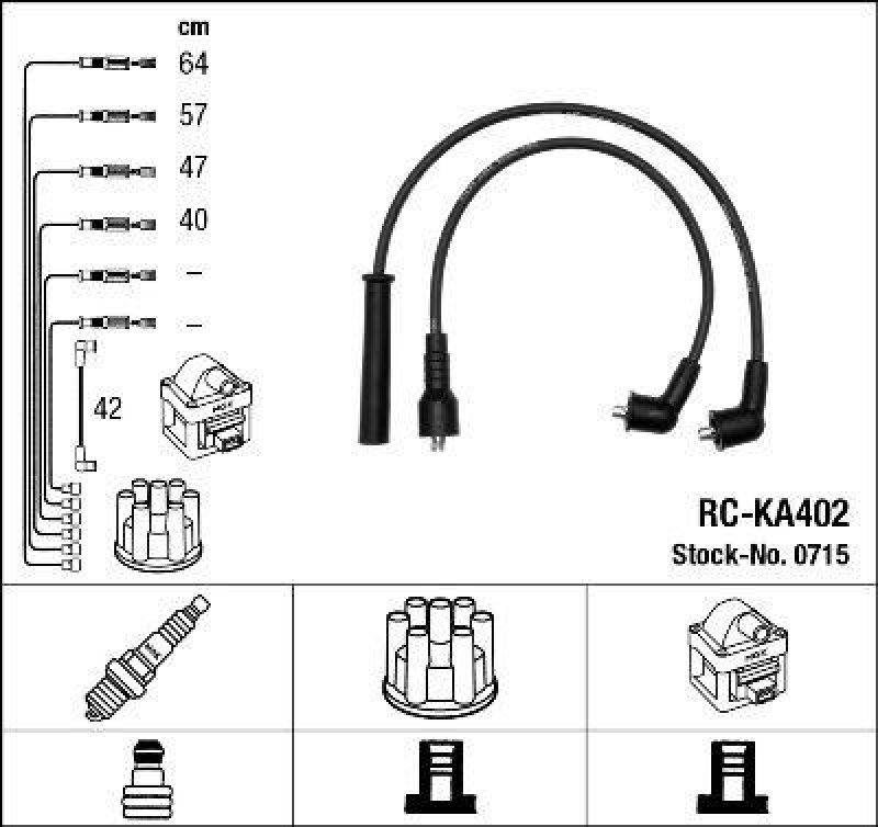 NGK 0715 Z&uuml;ndleitungssatz RC-KA402 |Z&uuml;ndkabel